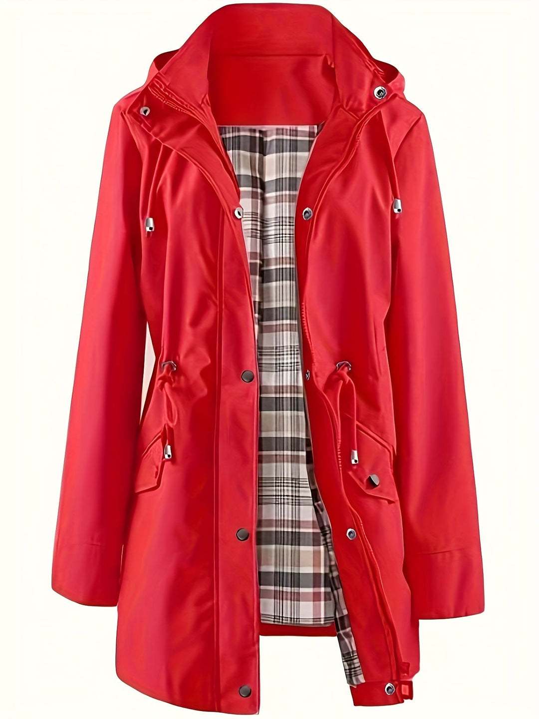 Hooded Drawstring Rain Jacket