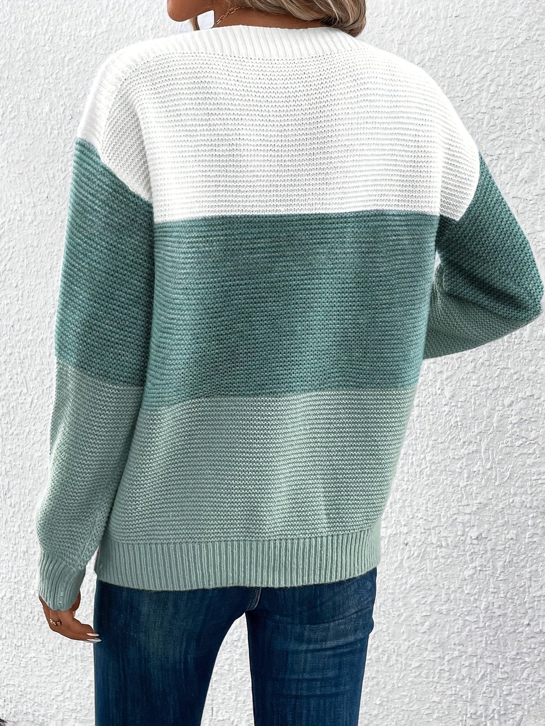 Color-Blocked Drop-Shoulder Sweater