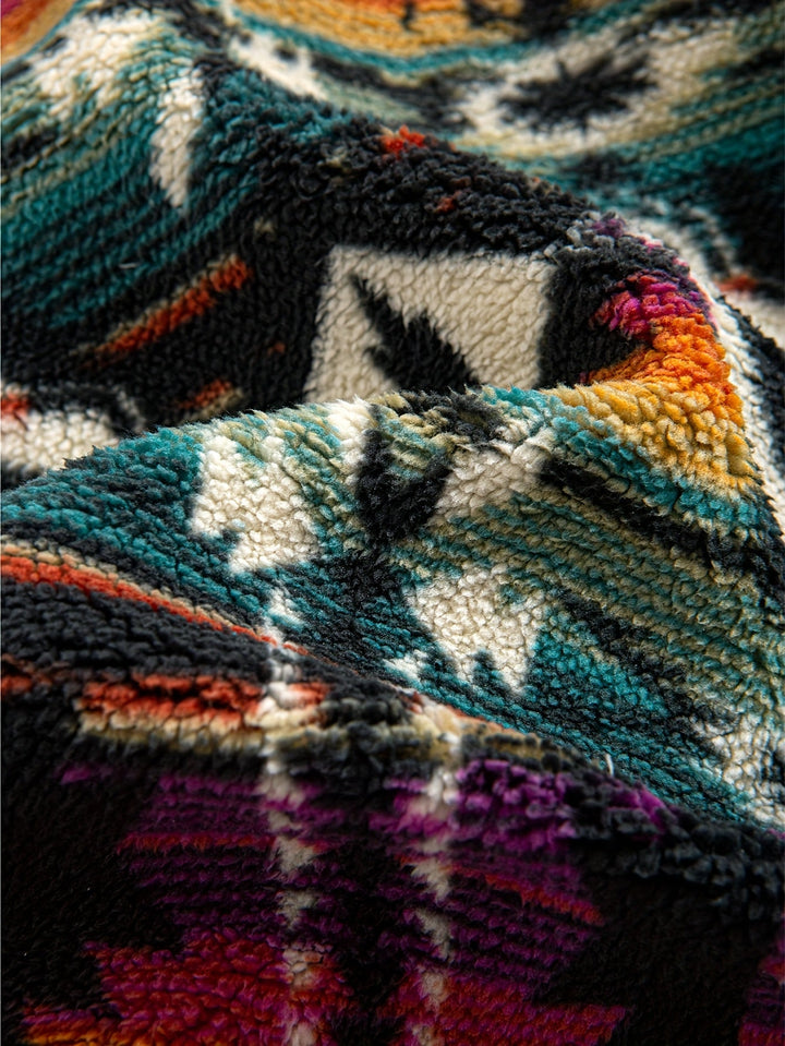 Patterned Plush Hoodie