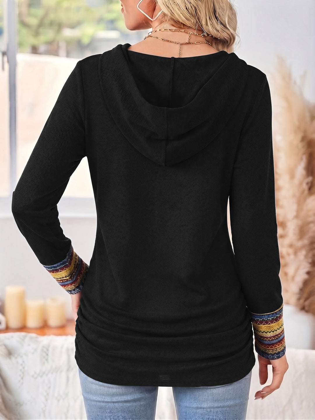 Patterned Patchwork Hoodie