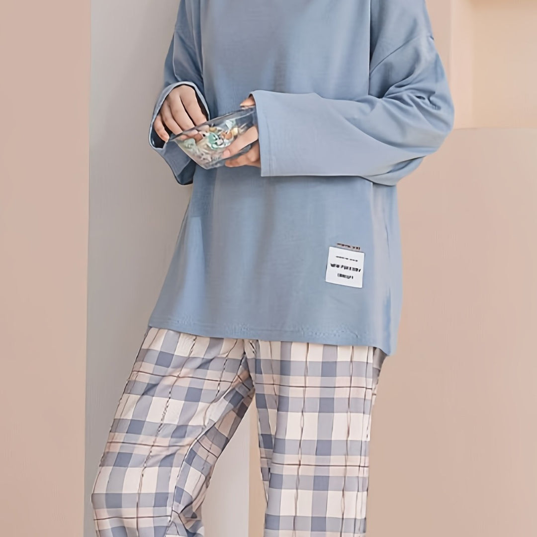 Relaxed Plaid Two-Piece Set