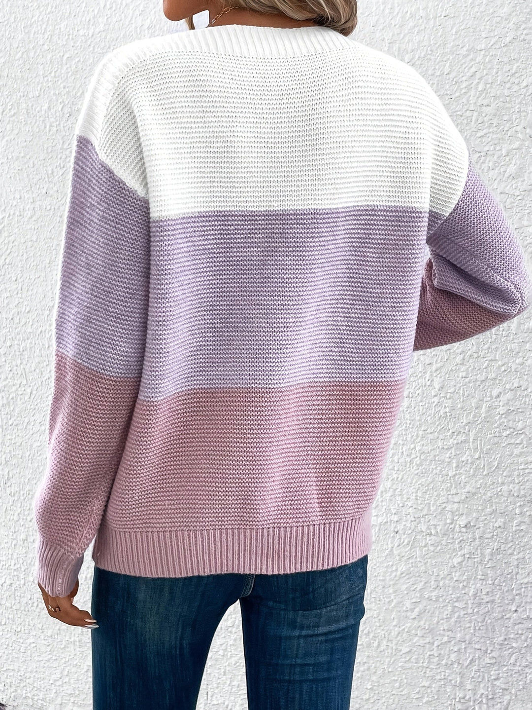 Color-Blocked Drop-Shoulder Sweater