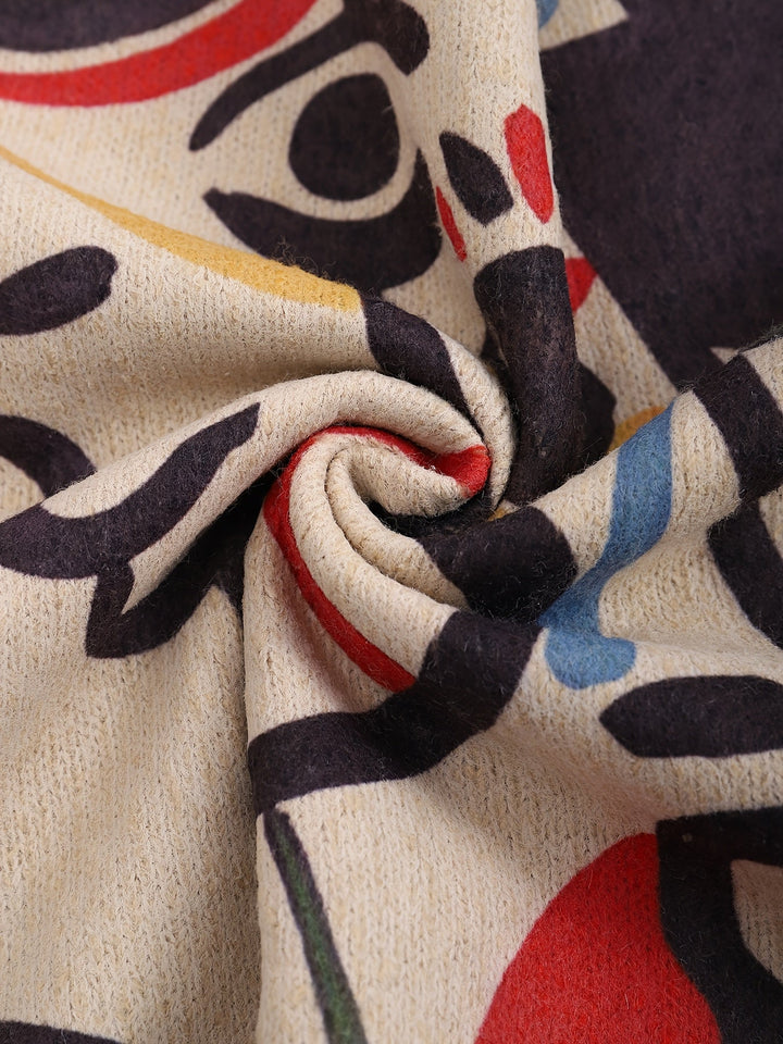 Artful Abstract Print Pullover Sweater