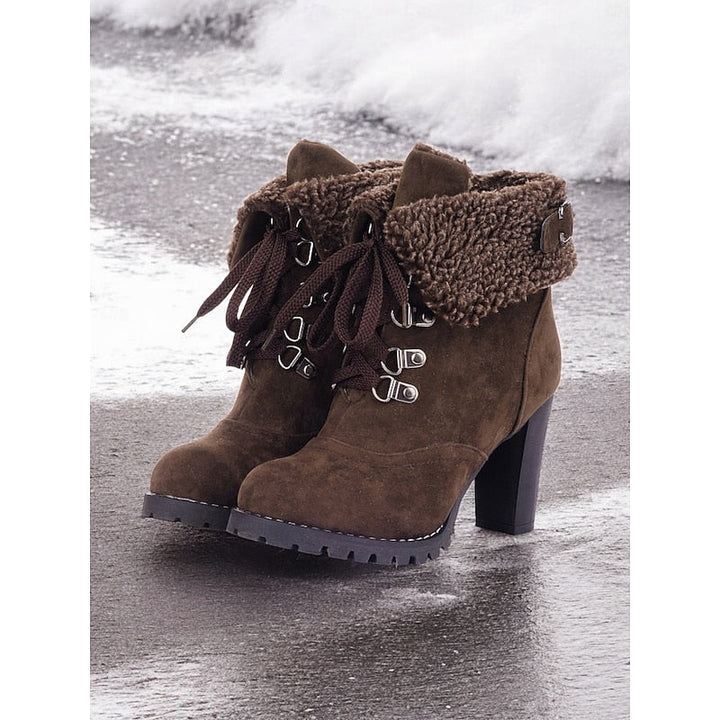 Fur-Trimmed Lace-Up Winter Boots