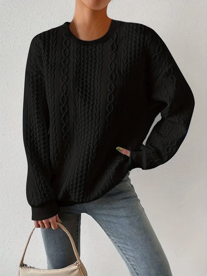 Textured Cable-Knit Sweatshirt
