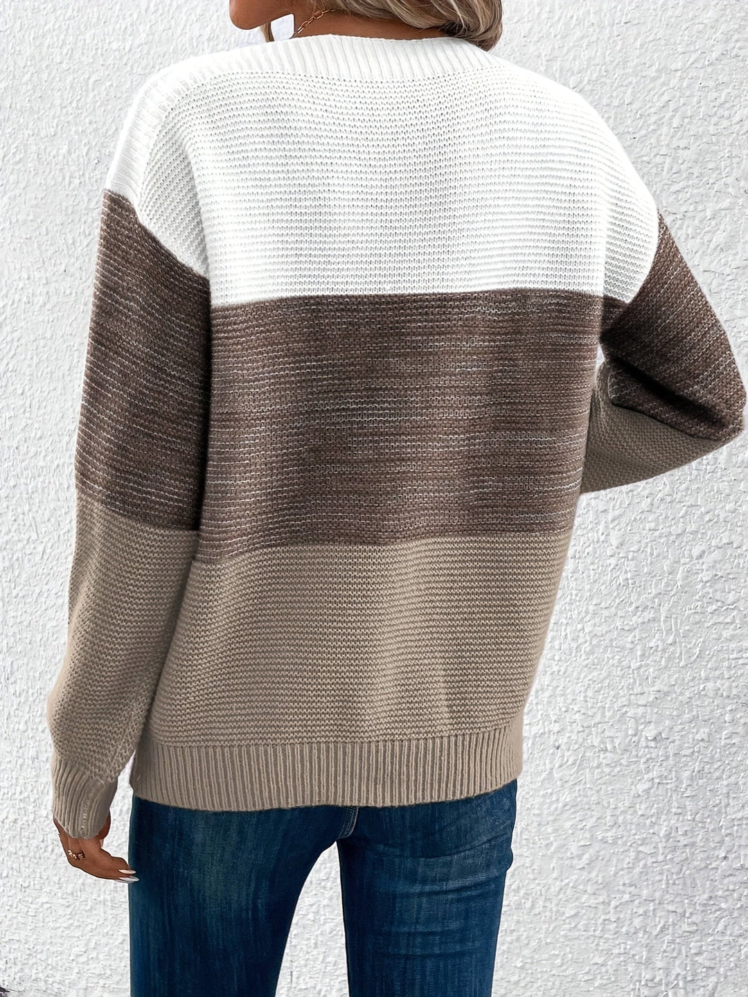 Color-Blocked Drop-Shoulder Sweater