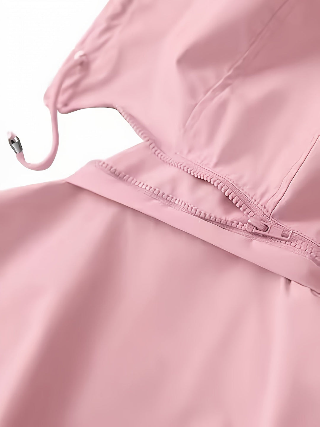 Hooded Drawstring Rain Jacket