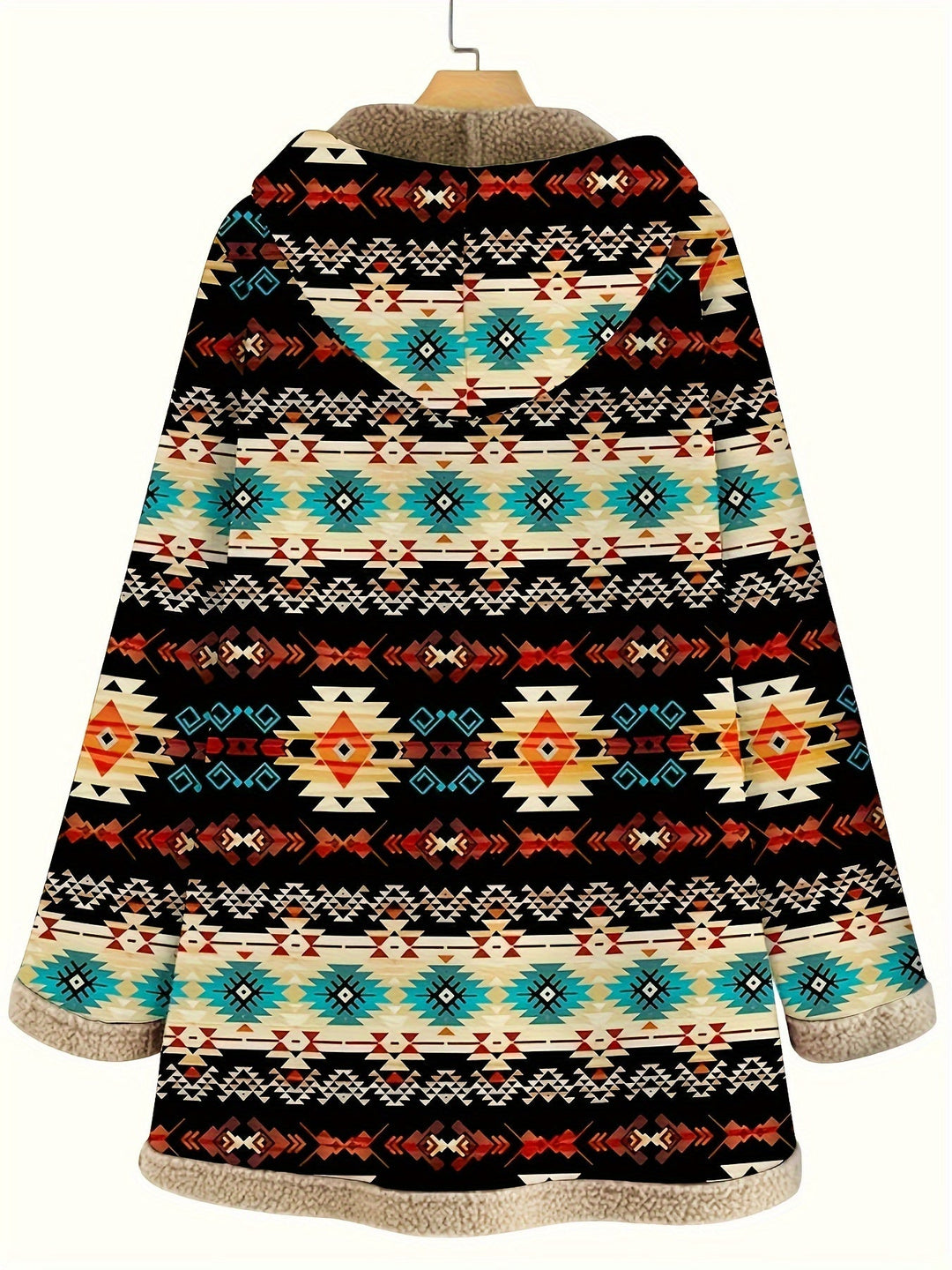 Cozy Patterned Hooded Coat
