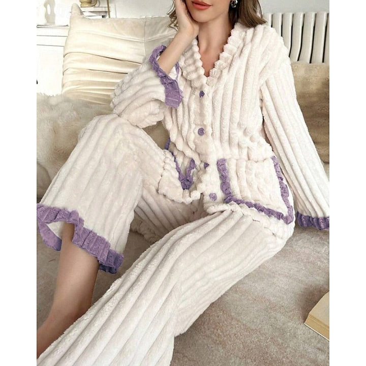 Cozy Ruffle-Trim Two-Piece Set