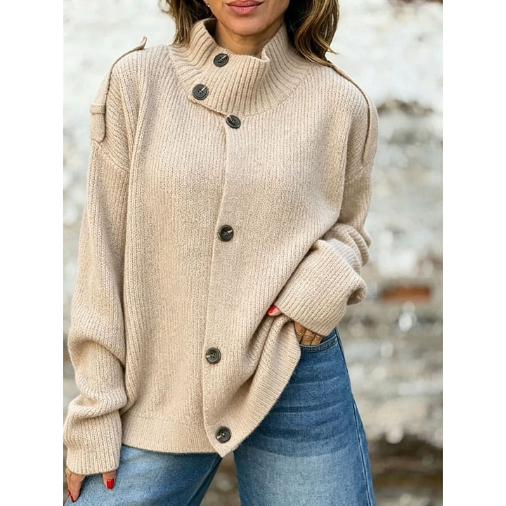 Buttoned Stand-Collar Cardigan