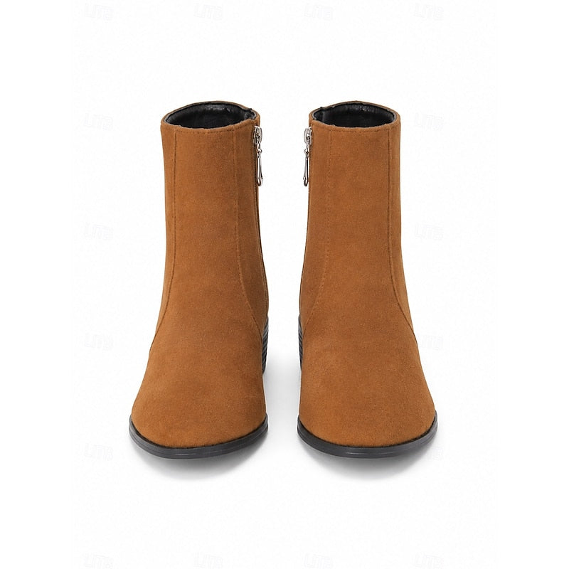 Side-Zip Block Heel Ankle Boots