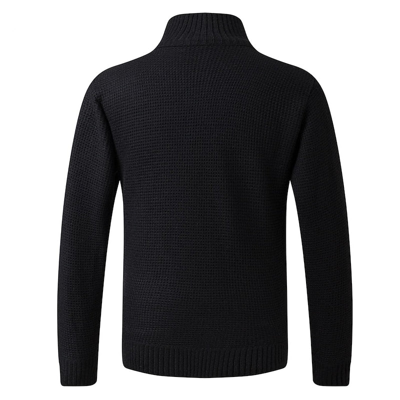 Zip-Front Stand Collar Cardigan