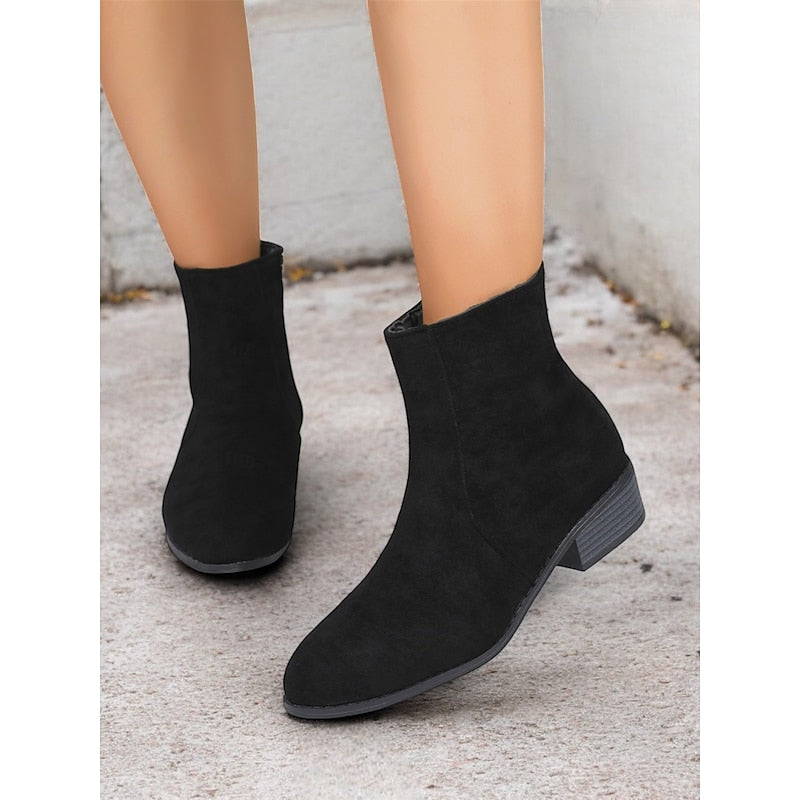 Side-Zip Block Heel Ankle Boots