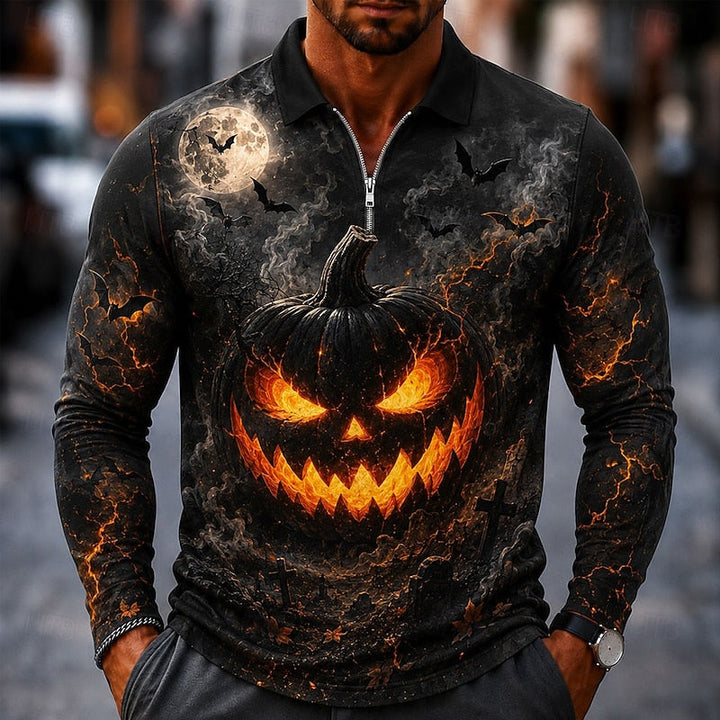 Halloween Zip Long-Sleeve Polo Shirt