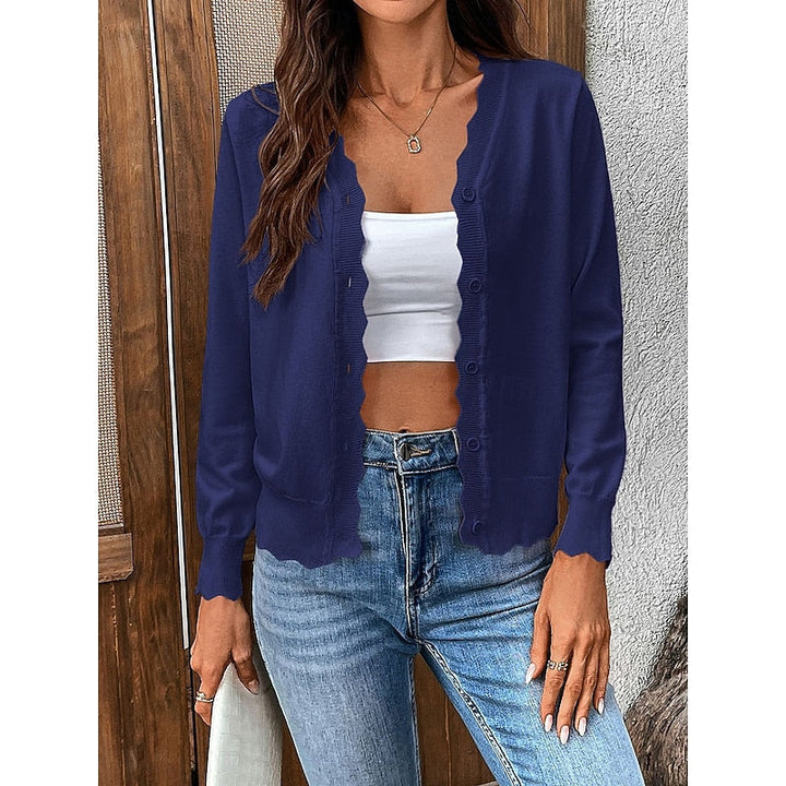 Scalloped Button-Front Cardigan