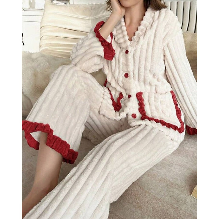 Cozy Ruffle-Trim Two-Piece Set