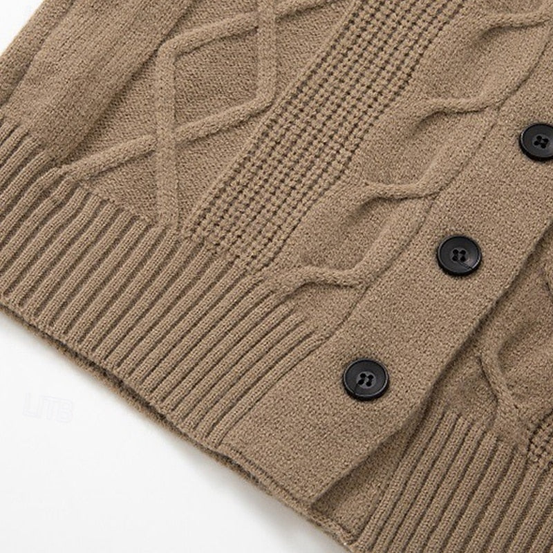 Cable-Knit Shawl Collar Cardigan