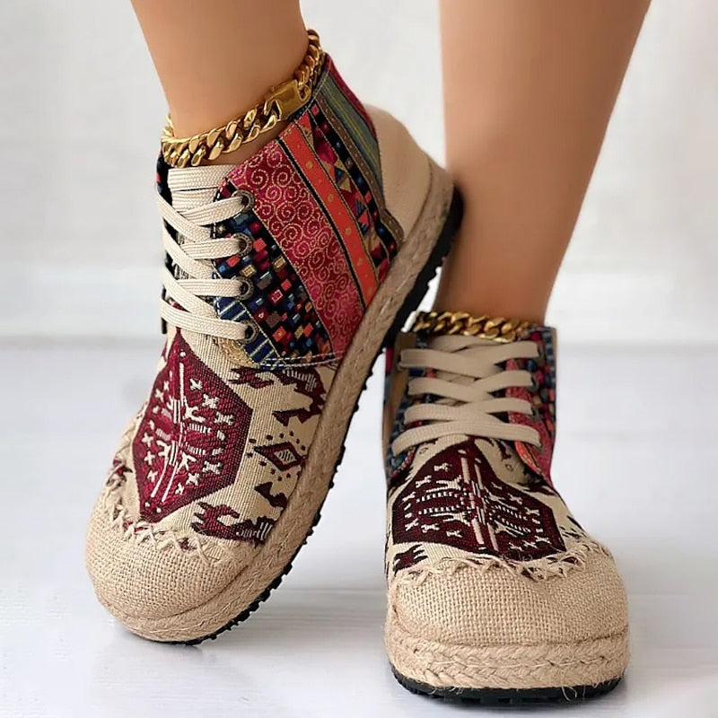 Boho Patterned High-Top Sneakers