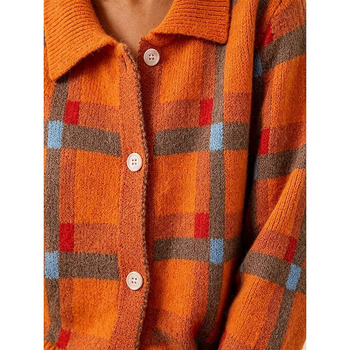 Classic Plaid Button Cardigan