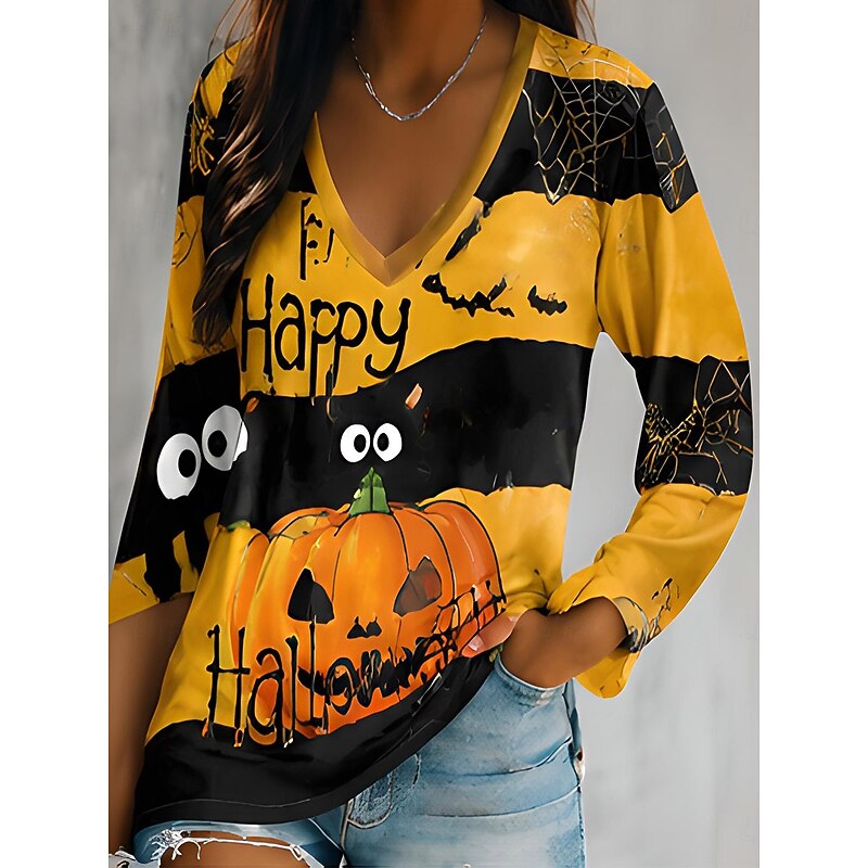 Halloween Graphic V-Neck Top