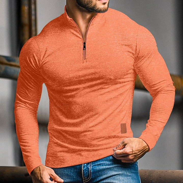 Quarter-Zip Long-Sleeve Polo Shirt