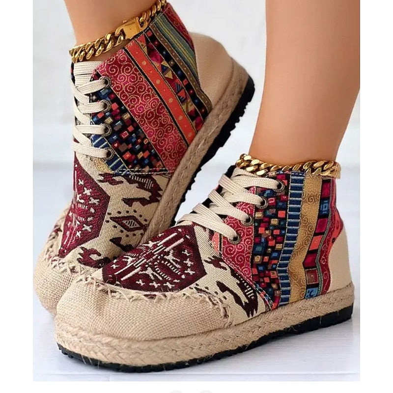 Boho Patterned High-Top Sneakers