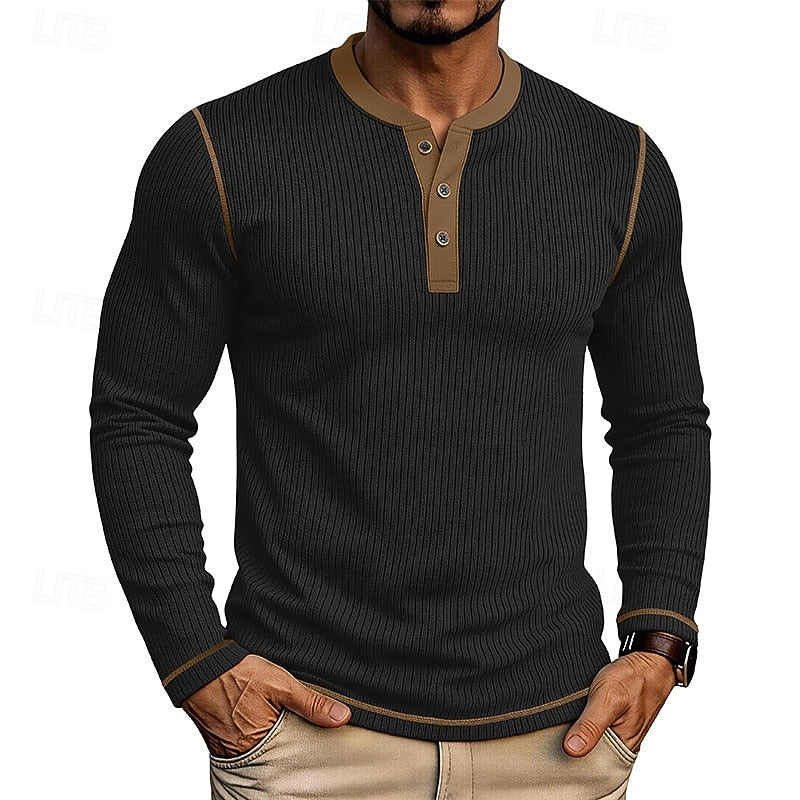 Ribbed Henley Shirt