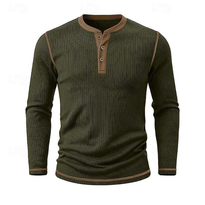 Ribbed Henley Shirt