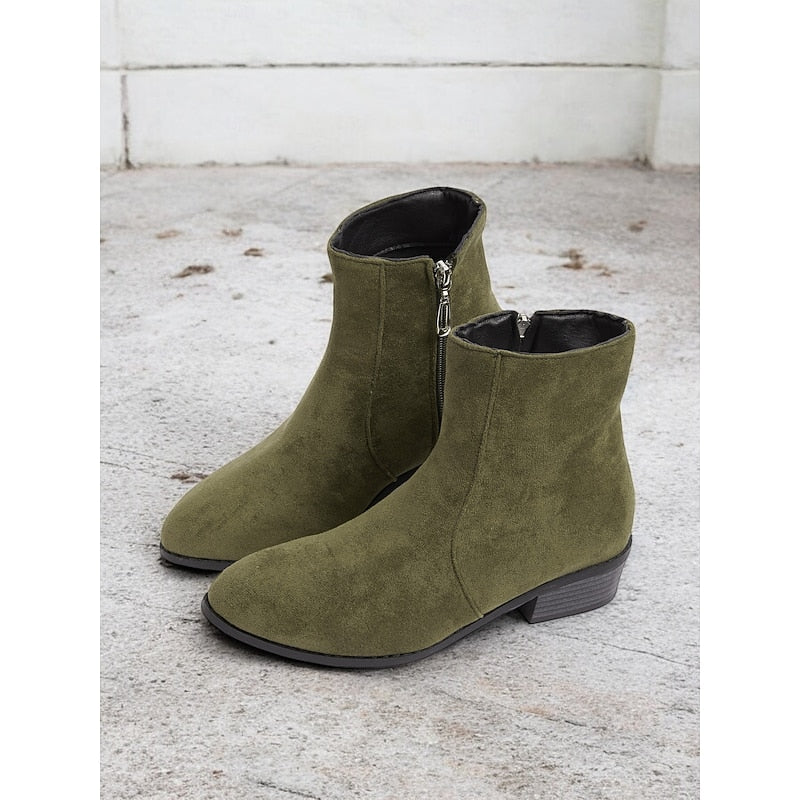 Side-Zip Block Heel Ankle Boots