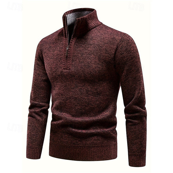 Quarter-Zip Stand-Collar Sweater