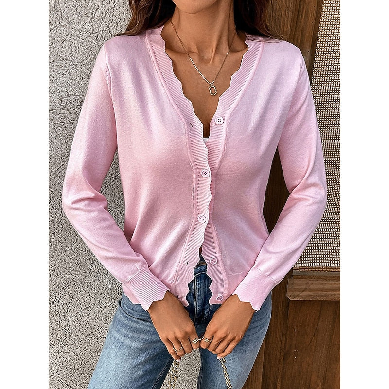 Scalloped Button-Front Cardigan