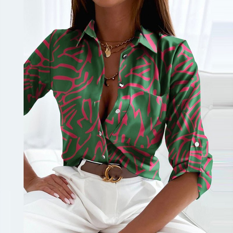 Classic Collared Printed Blouse