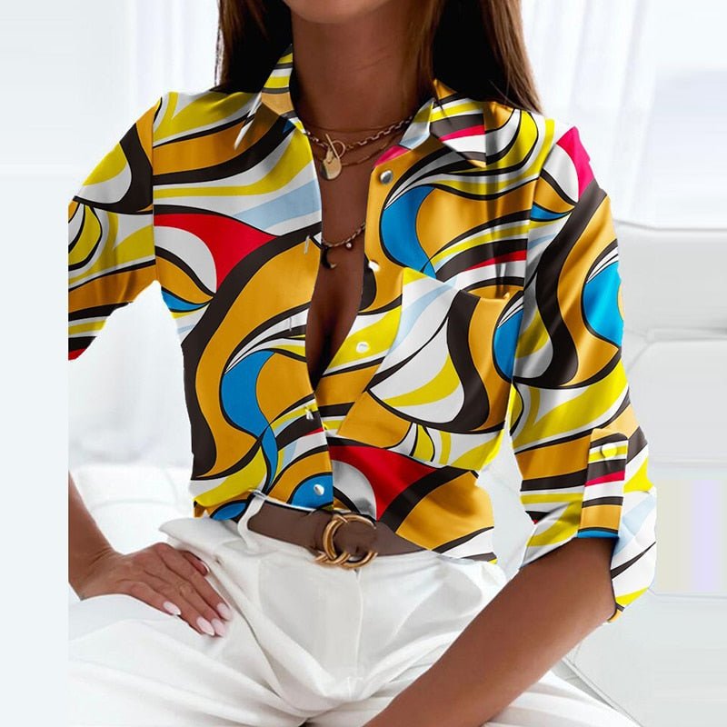 Classic Collared Printed Blouse