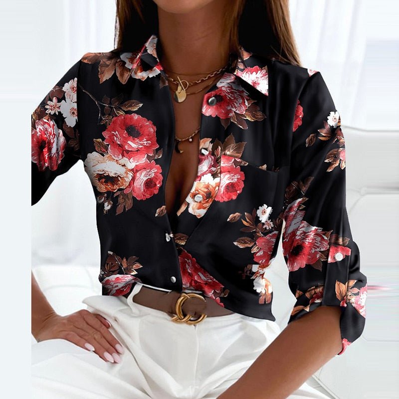 Classic Collared Printed Blouse