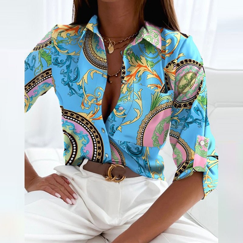 Classic Collared Printed Blouse