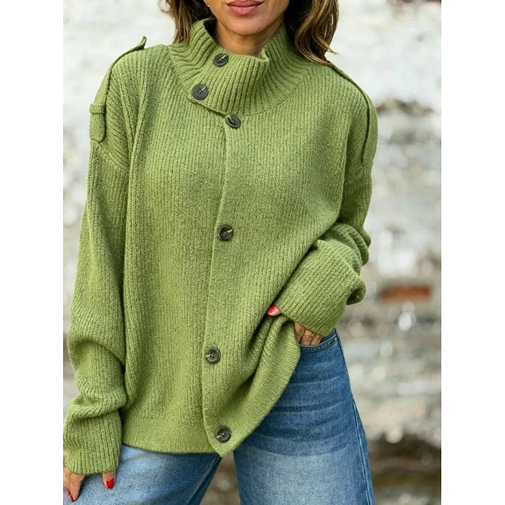 Buttoned Stand-Collar Cardigan