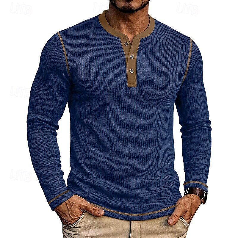 Ribbed Henley Shirt