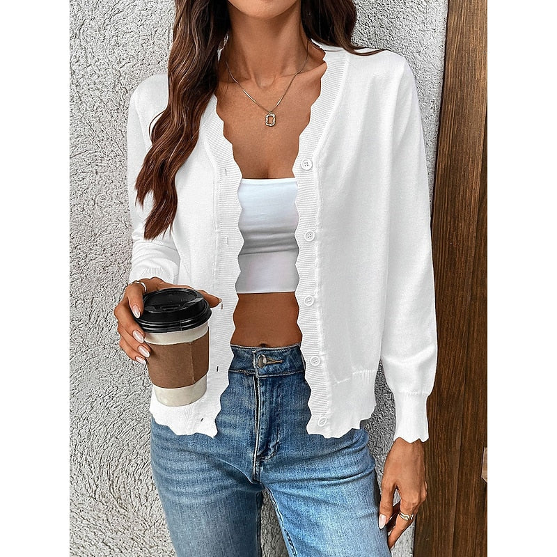 Scalloped Button-Front Cardigan