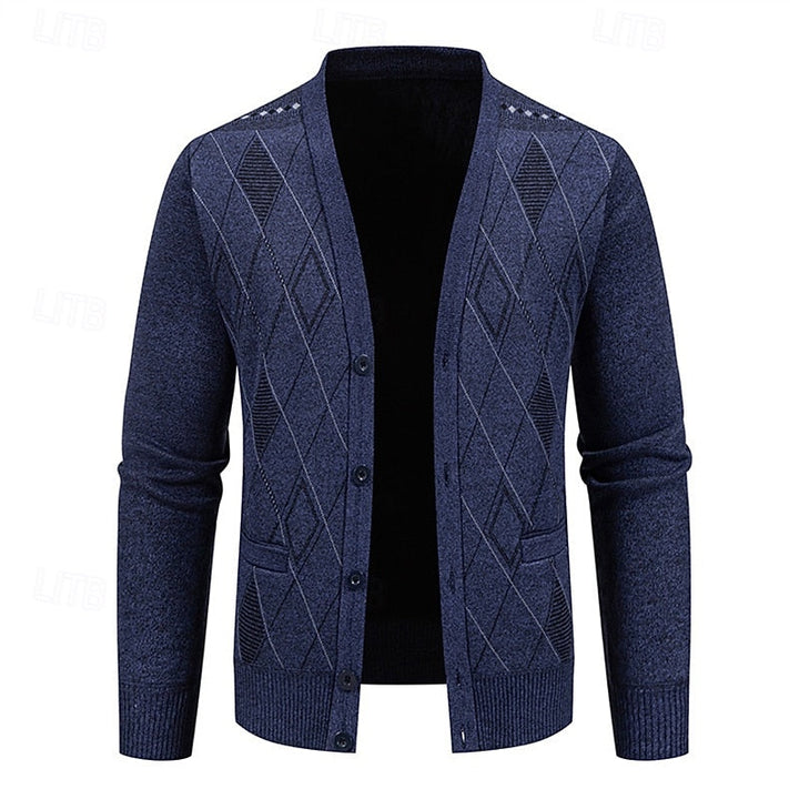 Refined Argyle Cardigan