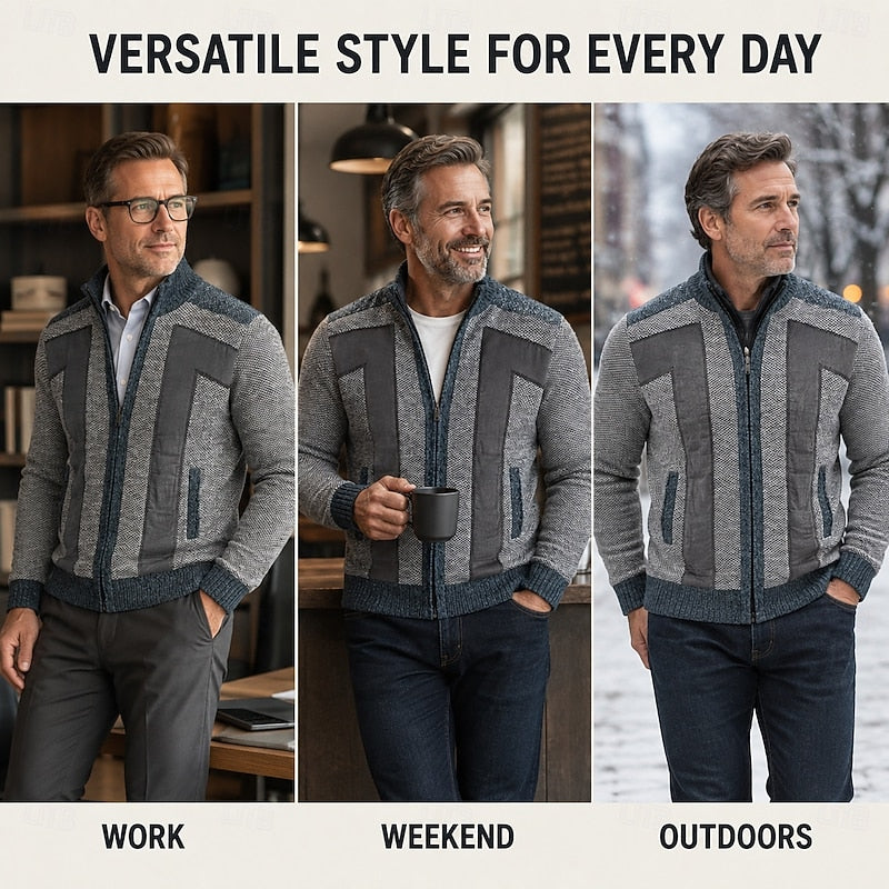 Textured Zip-Up Cardigan